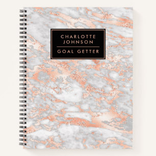 Trendy Roos Gold Marble Goal Getter Journal Notitieboek