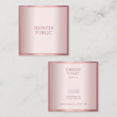 Trendy Roos Gold Modern Elegant Simple Sjabloon Vierkante Visitekaartje (Voorkant / Achterkant)