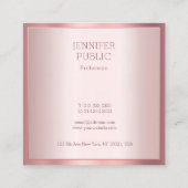 Trendy Roos Gold Modern Elegant Simple Sjabloon Vierkante Visitekaartje (Achterkant)