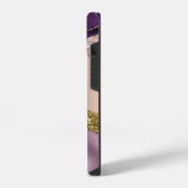 Trendy Roos Gold Paarse Glitter Monogram iPhone iPhone Hoesje (Linkerkant)