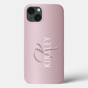 Trendy Roos Gold Persoonlijk Monogram iPhone 13 Hoesje