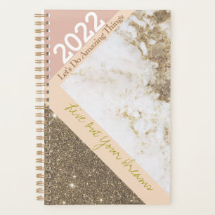 Trendy Roos Gold Pink Marble Planner