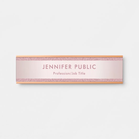 Trendy Roos Gold Professional Moderne Sjabloon Deurbordje (Voorkant)