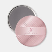 Trendy Roos Gold Sjabloon Monogrammed Moderne Magneet (Voorkant / Achterkant)