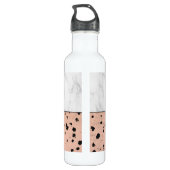 Trendy Roos Goud en Marmer met Monogram Waterfles (Achterkant)