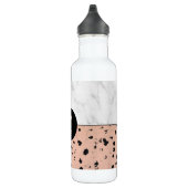 Trendy Roos Goud en Marmer met Monogram Waterfles (Rechts)