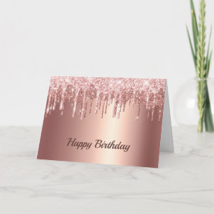 Trendy Roos Gouden Glitter Druppels Grafische Verj Kaart