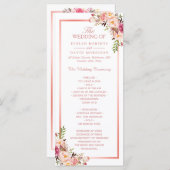 Trendy Rose Gold Frame Floral Wedding Programme (Devant / Derrière)