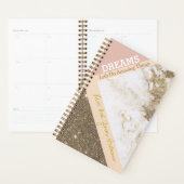 Trendy Rose Gold Pink Faux Marble Dreams Planner (Display)