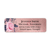 Trendy ROSEGOLD Wedding Metallic Pink Navy Glitter Etiket (Voorkant)