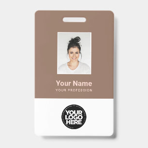 Trendy rosewood brown feminine branding name badge