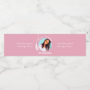 Trendy Roze Afstudeerfoto Waterfles Etiket