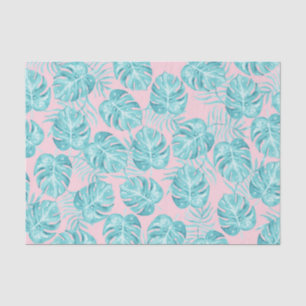 Trendy roze aqua waterverf tropisch monster tissuepapier