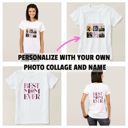 Trendy roze beste mam ooit fotocollage t-shirt