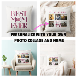 Trendy Roze Beste Moeder Ooit Foto Collage Kussen