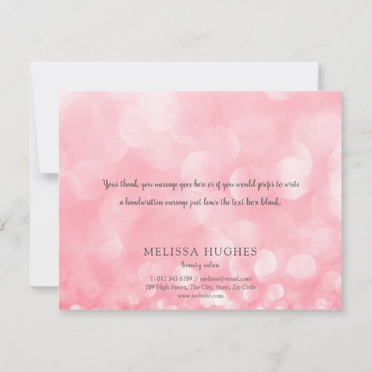 Trendy roze bokeh zakelijke bedankkaart (Achterkant)