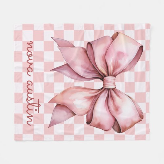 Trendy roze boog gepersonaliseerd met naam monogra fleece deken (Voorkant (Horizontaal))