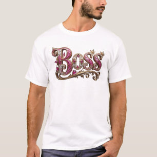 Trendy Roze BOSS Artistieke Expressie T-shirt