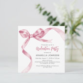 Trendy Roze Bow Afstuderen Feestdagenkaart (Staand voorkant)