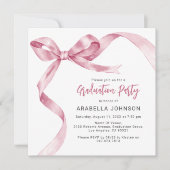 Trendy Roze Bow Afstuderen Feestdagenkaart (Voorkant)