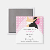 Trendy roze bruid & bruidegom Save The Date Magnet Magneet (Voorkant / Achterkant)