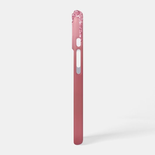 Trendy Roze Dripping Glitter iPhone 16 Hoesje (Linkerkant)