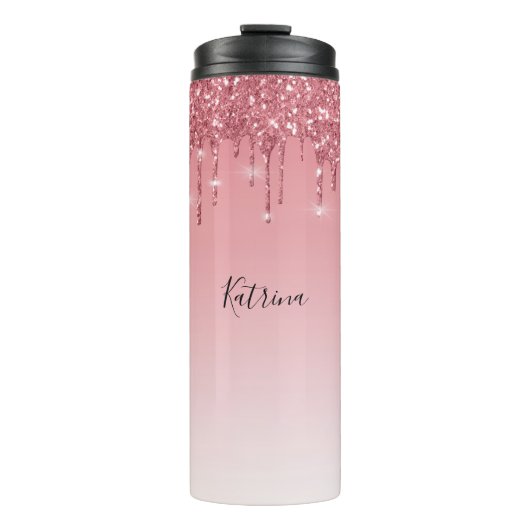 Trendy Roze Dripping Glitter Thermosbeker (Voorkant)
