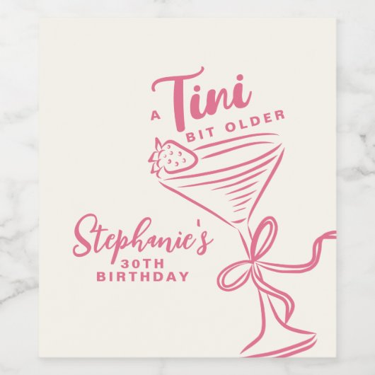 Trendy roze een klein beetje ouder 30e verjaardag wijn etiket (Enkel label)