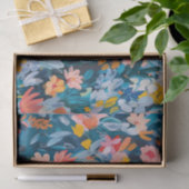 Trendy roze en blauw Abstract bloemmotief Tissuepapier (Geschenk)