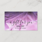 Trendy roze en paarse glitter kortingskaartje (Voorkant)