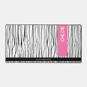 Trendy roze en zwart gepersonaliseerd bureaumat