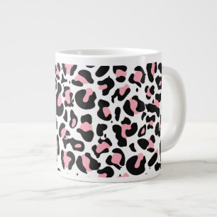 Trendy roze en zwarte luipaard afdrukken extra grote beker