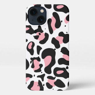 Trendy roze en zwarte luipaard afdrukken iPhone 13 hoesje