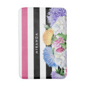 Trendy roze en zwarte stripper met naam badmat (Voorkant Verticaal)