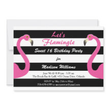 Trendy Roze Flamingo Sweet 16 Uitnodiging