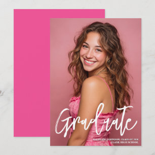 Trendy Roze Foto 2026 Afstudeeraankondiging