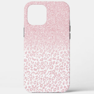 Trendy roze glitter & luipaard print ombre design iPhone 12 pro max hoesje