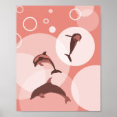 Trendy Roze Golfdolphijnen Poster (Voorkant)