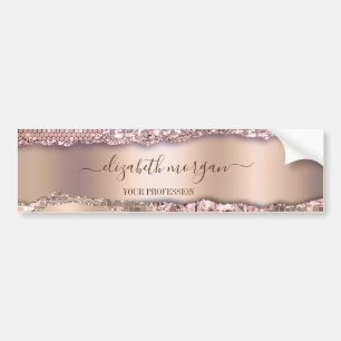 Trendy Roze Goud Diamanten Glitter Monogram Bumpersticker