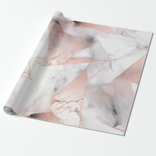 Trendy Roze Goud Geometrische Marmer Cadeaupapier