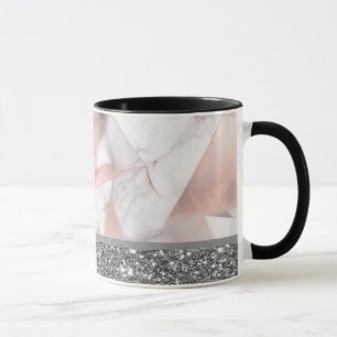 Trendy Roze Goud Geometrische Marmer Mok