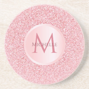Trendy Roze Goud Glitter Sjabloon Stijlvol Meisjes Zandsteen Onderzetter