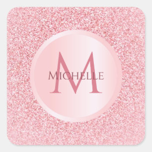 Trendy Roze Goud Glitter Stijlvolle Sjabloon Vierkante Sticker