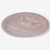 Trendy Roze Goud Miss To Mrs Bruidsmeisje Feest Papieren Bordje (Gekanteld)