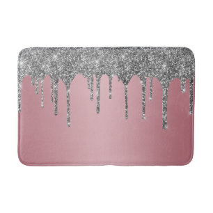 Trendy Roze Goud Roze Zilver Glitters Druppels Gla Badmat