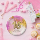 Trendy Roze Goud Sweet 16 Verjaardagspapier Borden Papieren Bordje (Feest)