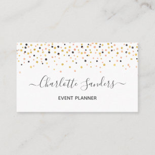 Trendy roze goudglitter confetti visitekaartje