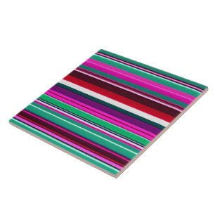 Trendy Roze Groene Strepen Collectie Tegeltje