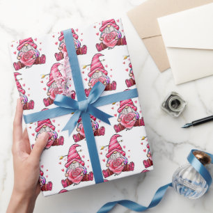Trendy Roze Kabouter Valentijnsdag Inpakpapier