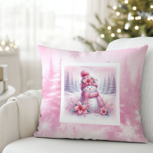 Trendy Roze Kerst Cozy Winterbos Kinderen Kussen